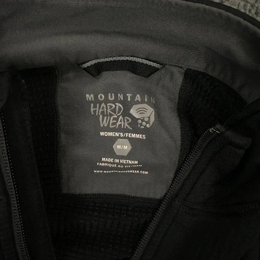 Mountain Hardwear Jacket Women Medium Black Fleece Waffle Grid Polartec Full Zip